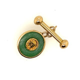 Jade and 14ct Yellow Gold Cuff Links