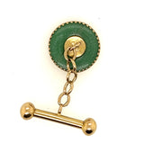 Jade and 14ct Yellow Gold Cuff Links