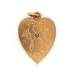 Stunning Antique 9ct Yellow Gold Heart Pendant with Old Mine Cut Diamond – A Piece of History and Elegance