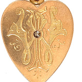 Stunning Antique 9ct Yellow Gold Heart Pendant with Old Mine Cut Diamond – A Piece of History and Elegance