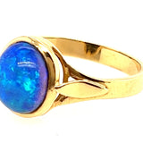Stunning 18ct Yellow Gold Opal Ring – Featuring a Beautiful Blue/Green Crystal Opal Doublet