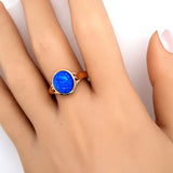 Stunning 18ct Yellow Gold Opal Ring – Featuring a Beautiful Blue/Green Crystal Opal Doublet