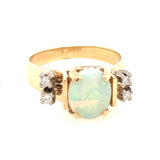 Stunning 9ct Yellow and White Gold Opal and Diamond Ring – A Dazzling Pre-Loved Treasure!