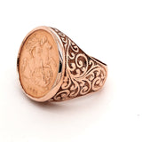Stunning 9ct Yellow Gold Half Sovereign Ring with Engraved Shoulders – An Ideal Men's Gift and Investment Piece