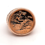 Stunning 9ct Yellow Gold Half Sovereign Ring with Engraved Shoulders – An Ideal Men's Gift and Investment Piece