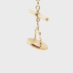 Gold Fancy Link Chain with Fob Bar and Spinner Pendant