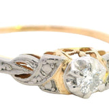 VINTAGE 18CT YELLOW & WHITE GOLD DIAMOND ENGAGEMENT RING