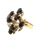 Exquisite Cast and Hand Assembled Yellow Gold Garnet Ring