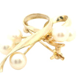 Elegant 14K Yellow Gold Pearl Brooch – A Timeless, Sophisticated Accessory