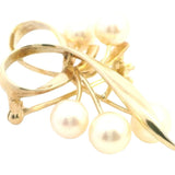 Elegant 14K Yellow Gold Pearl Brooch – A Timeless, Sophisticated Accessory