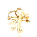 Elegant 14K Yellow Gold Pearl Brooch – A Timeless, Sophisticated Accessory