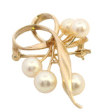 Elegant 14K Yellow Gold Pearl Brooch – A Timeless, Sophisticated Accessory