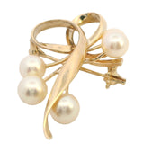 Elegant 14K Yellow Gold Pearl Brooch – A Timeless, Sophisticated Accessory