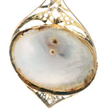 Elegant 14ct Yellow Gold, Mother of Pearl, and Diamond Pendant with Horse Engraving – A Luxurious Piece