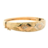 Elegant 18ct Yellow Gold Engraved Hinged Bangle – A Timeless Investment in Luxury