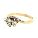 EXQUISITE 18CT YELLOW & WHITE GOLD 3 STONE DIAMOND RING