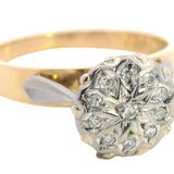 ELEGANT 18CT YELLOW & WHITE GOLD 11 STONE DIAMOND CLUSTER RING