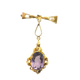 9ct Yellow Gold Single Stone Amethyst Antique Brooch Circa 1900