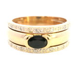 ELEGANT 9CT YELLOW GOLD 11 STONE SAPPHIRE & DIAMOND RING