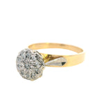 ELEGANT 18CT YELLOW & WHITE GOLD 11 STONE DIAMOND CLUSTER RING