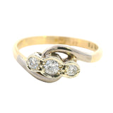 EXQUISITE 18CT YELLOW & WHITE GOLD 3 STONE DIAMOND RING