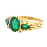 ELEGANT 18CT YELLOW GOLD 7 STONE EMERALD & DIAMOND RING