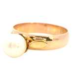 Cast and Hand Assembled Yellow Gold Pearl Ring - 9ct Yellow Gold, Cultured Pearl