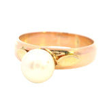 Cast and Hand Assembled Yellow Gold Pearl Ring - 9ct Yellow Gold, Cultured Pearl