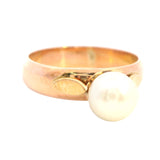 Cast and Hand Assembled Yellow Gold Pearl Ring - 9ct Yellow Gold, Cultured Pearl