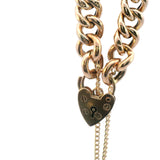 Exquisite 9ct Rose Gold Curb Link Bracelet with Heart Padlock & Safety Chain