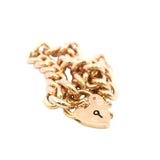 Exquisite 9ct Rose Gold Curb Link Bracelet with Heart Padlock & Safety Chain