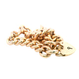 Exquisite 9ct Rose Gold Curb Link Bracelet with Heart Padlock & Safety Chain