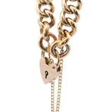 Exquisite 9ct Rose Gold Curb Link Bracelet with Heart Padlock & Safety Chain