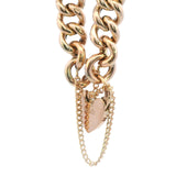 Exquisite 9ct Rose Gold Curb Link Bracelet with Heart Padlock & Safety Chain