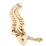 Exquisite 9ct Rose Gold Curb Link Bracelet with Heart Padlock & Safety Chain