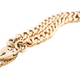 Exquisite 9ct Rose Gold Curb Link Bracelet with Heart Padlock & Safety Chain