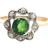 Elegant 18ct Yellow & White Gold Demantoid Garnet & Diamond Ring