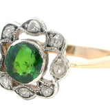 Elegant 18ct Yellow & White Gold Demantoid Garnet & Diamond Ring