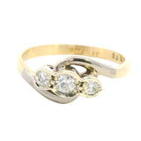 EXQUISITE 18CT YELLOW & WHITE GOLD 3 STONE DIAMOND RING