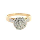 ELEGANT 18CT YELLOW & WHITE GOLD 11 STONE DIAMOND CLUSTER RING