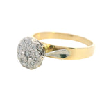 ELEGANT 18CT YELLOW & WHITE GOLD 11 STONE DIAMOND CLUSTER RING