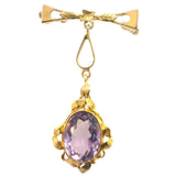 9ct Yellow Gold Single Stone Amethyst Antique Brooch Circa 1900