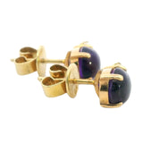 STUNNING 18CT YELLOW GOLD AMETHYST & CULTURED PEARL STUD EARRINGS