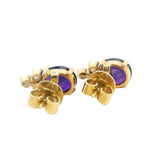 STUNNING 18CT YELLOW GOLD AMETHYST & CULTURED PEARL STUD EARRINGS