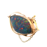 EXQUISITE 14CT YELLOW GOLD SINGLE STONE OPAL TRIPLET BROOCH