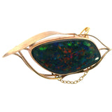 EXQUISITE 14CT YELLOW GOLD SINGLE STONE OPAL TRIPLET BROOCH