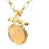 Elegant 9ct Yellow Gold Belcher Link Chain with 1910 Sovereign Fob Enhancer