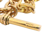 Luxurious Yellow Gold Fancy Link Chain with Albert Swivel Clasp, Fob Bar & Mercedes Charm