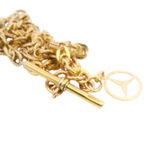 Luxurious Yellow Gold Fancy Link Chain with Albert Swivel Clasp, Fob Bar & Mercedes Charm