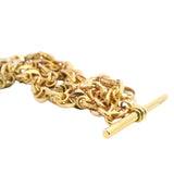 Luxurious Yellow Gold Fancy Link Chain with Albert Swivel Clasp, Fob Bar & Mercedes Charm